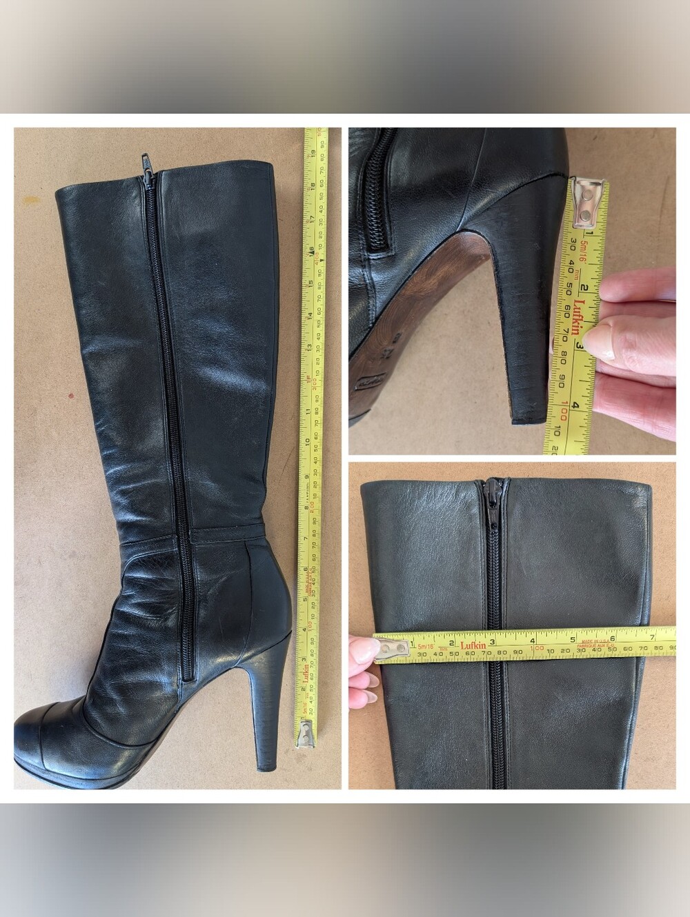 Coach| Scarlette Black Leather High-Heel Boots, Side Zip, 4" Heel, Size 7.5B - Picture 12 of 14